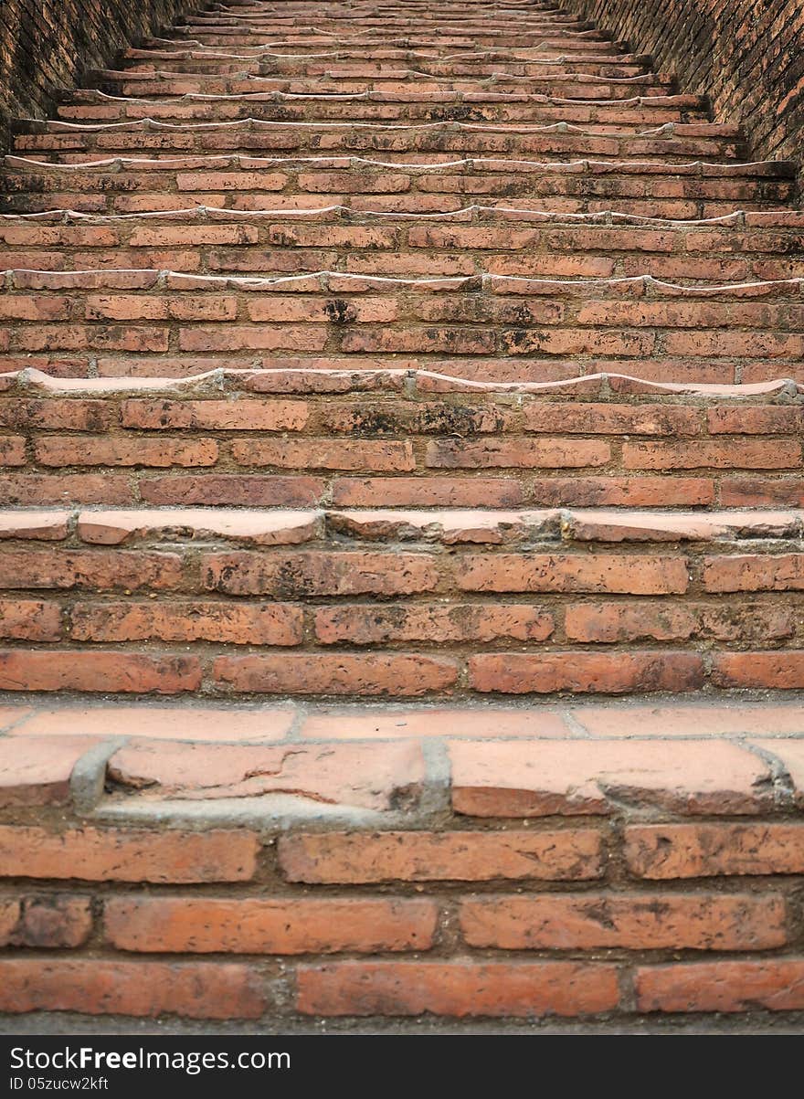 Brick steps leading upward in ancient temple