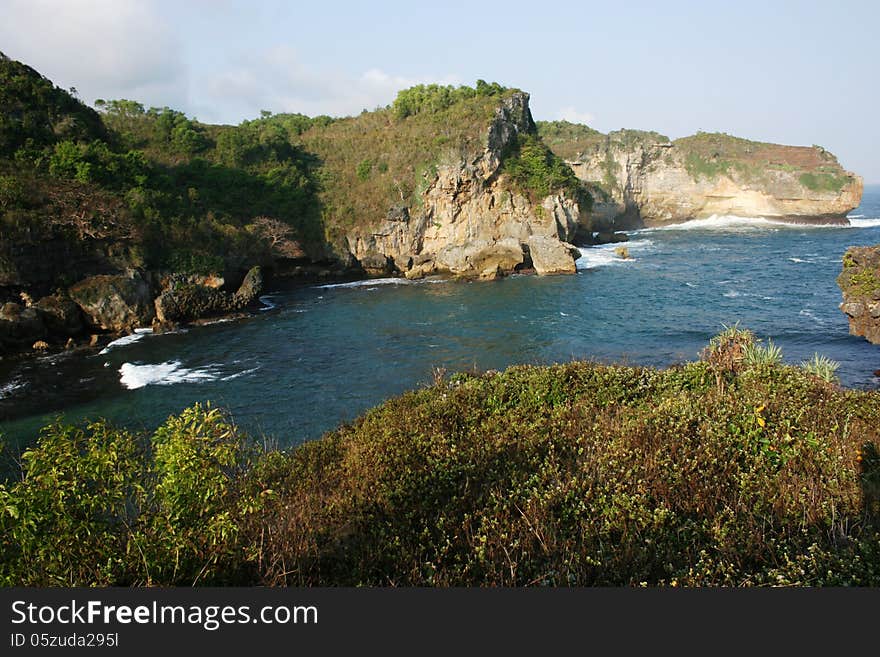 Gesing beautiful beach in the district of Gunungkidul, Yogyakarta, Indonesia