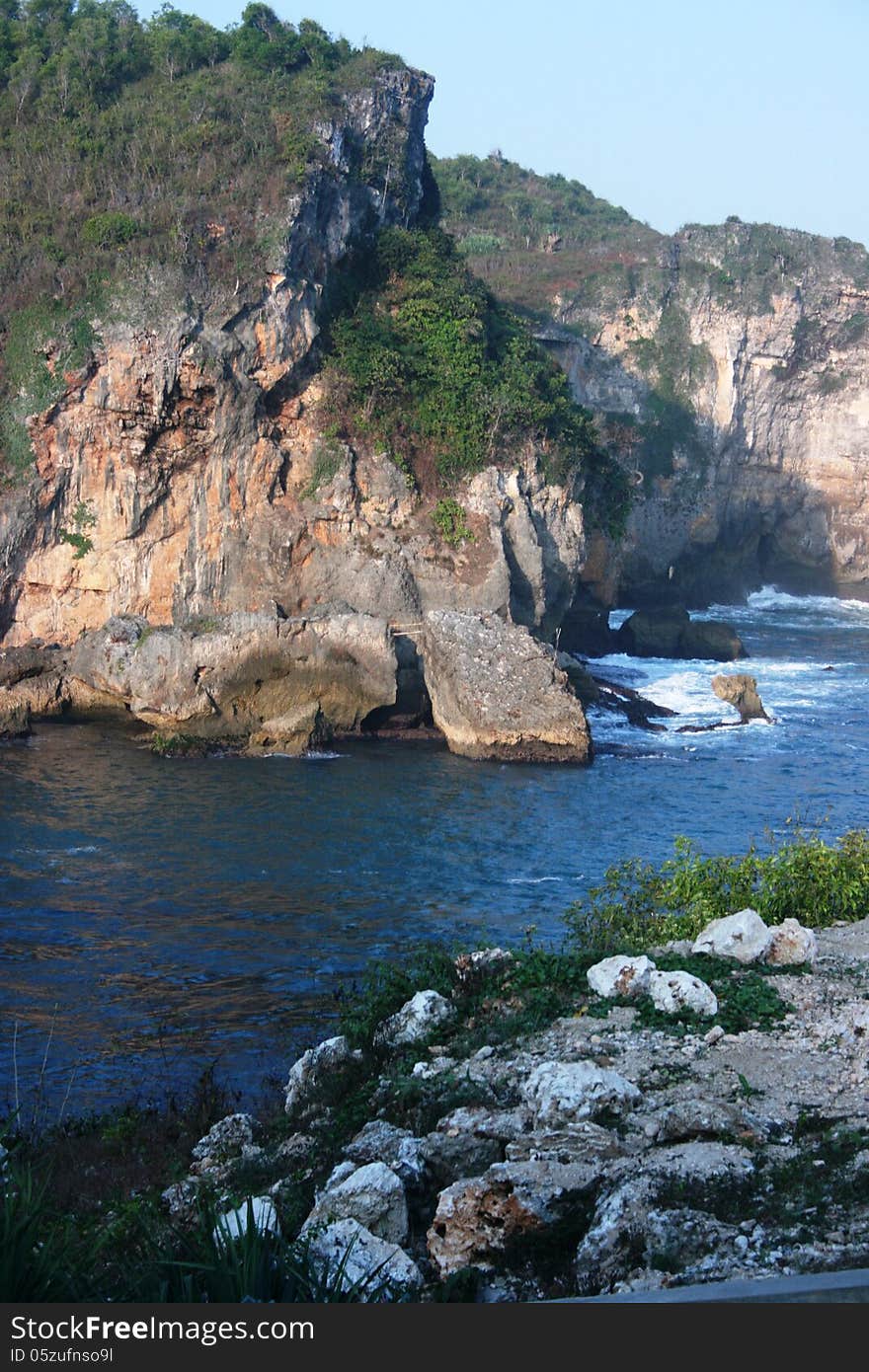 Gesing beautiful beach in the district of Gunungkidul, Yogyakarta, Indonesia