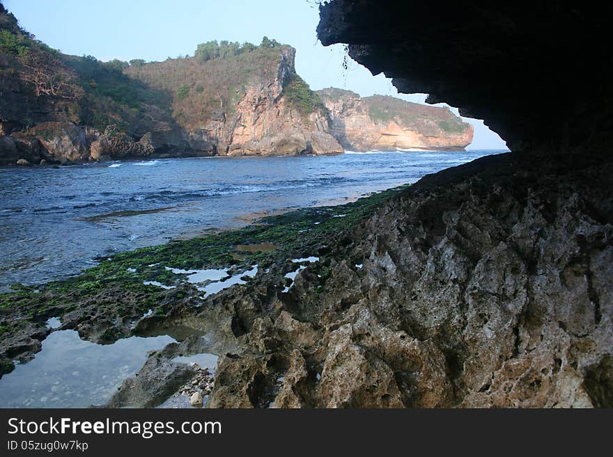 Gesing beautiful beach in the district of Gunungkidul, Yogyakarta, Indonesia