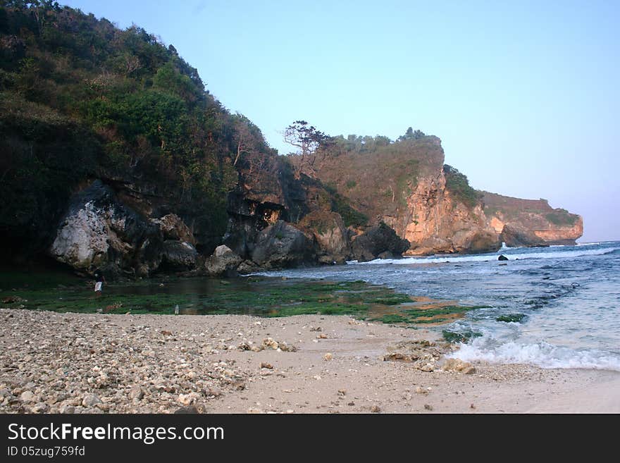 Gesing beautiful beach in the district of Gunungkidul, Yogyakarta, Indonesia