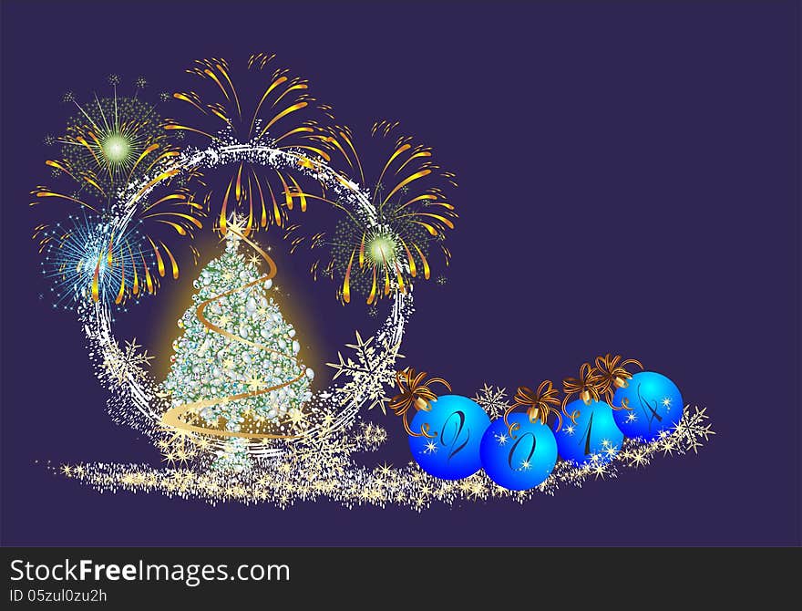 Composition with Christmas tree for New Year. Composition with Christmas tree for New Year