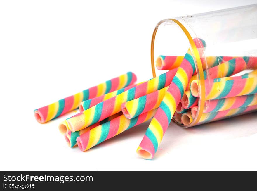 Rainbow stick on white background