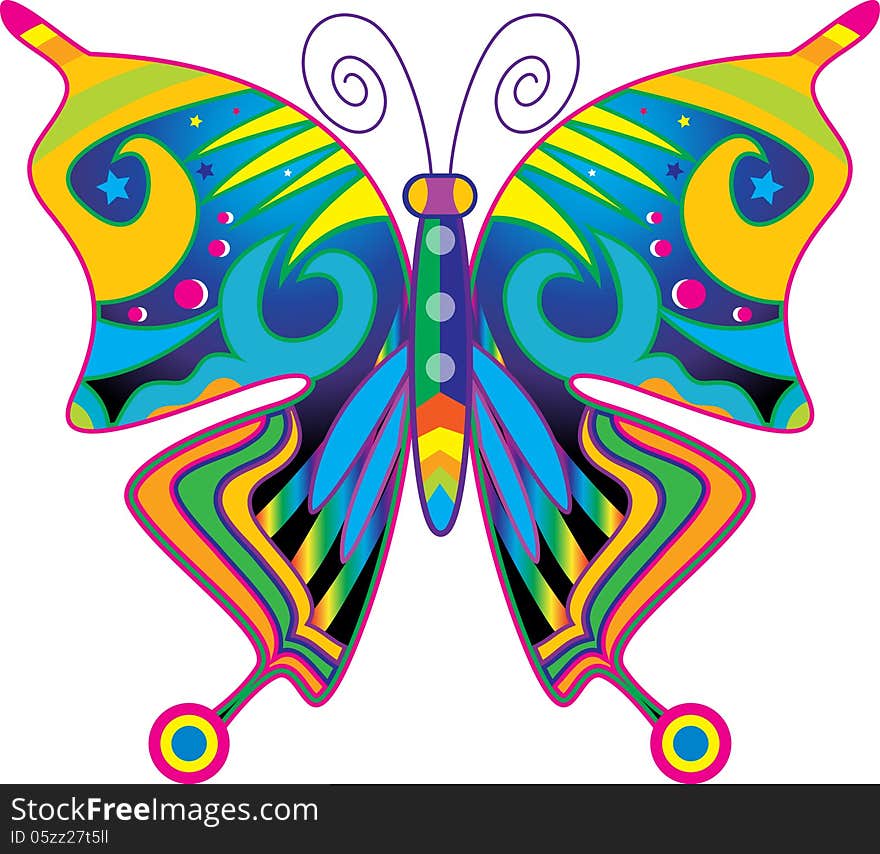 Colorful butterfly in white background