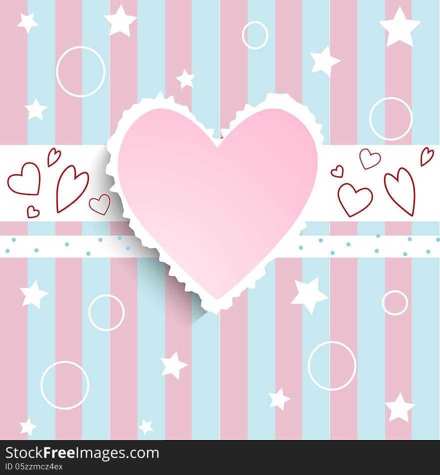 Heart shadow on the background of beautiful pink and blue. Heart shadow on the background of beautiful pink and blue