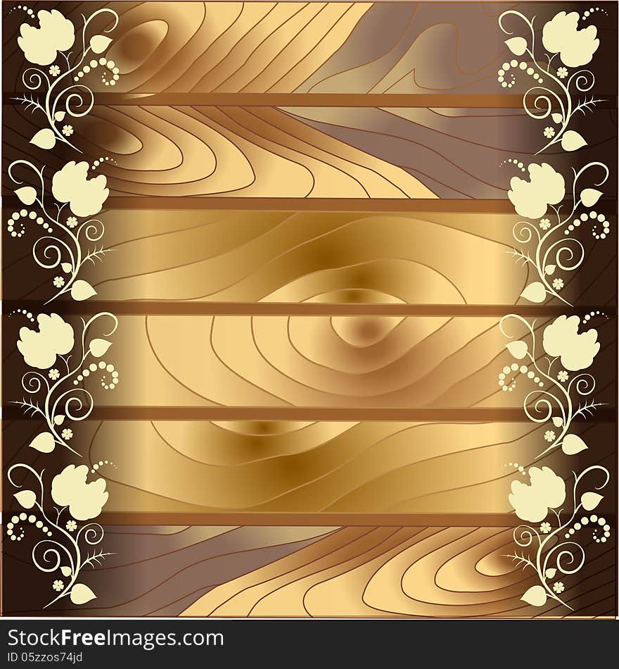 Wooden background with beautiful floral pattern. Wooden background with beautiful floral pattern