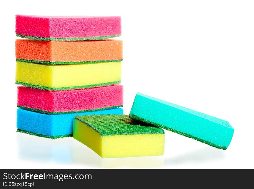 Stack of sponges for washing dishes, and two nearby