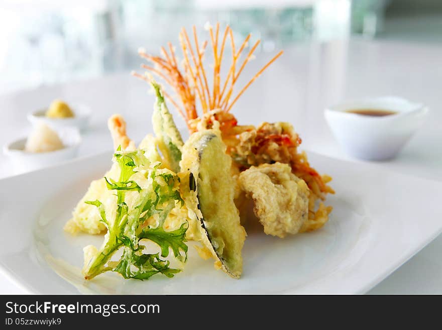 Japanese eat fried fish and seafood products. Japanese eat fried fish and seafood products