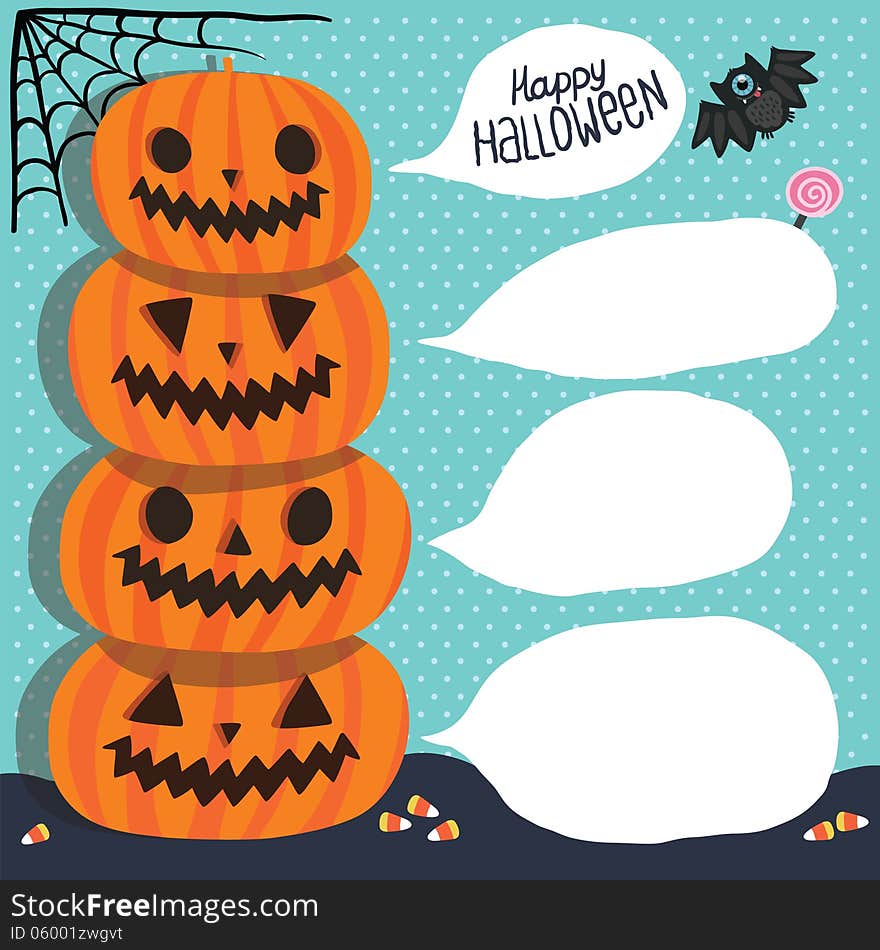 Halloween. Pumpkins With Bubble Speech