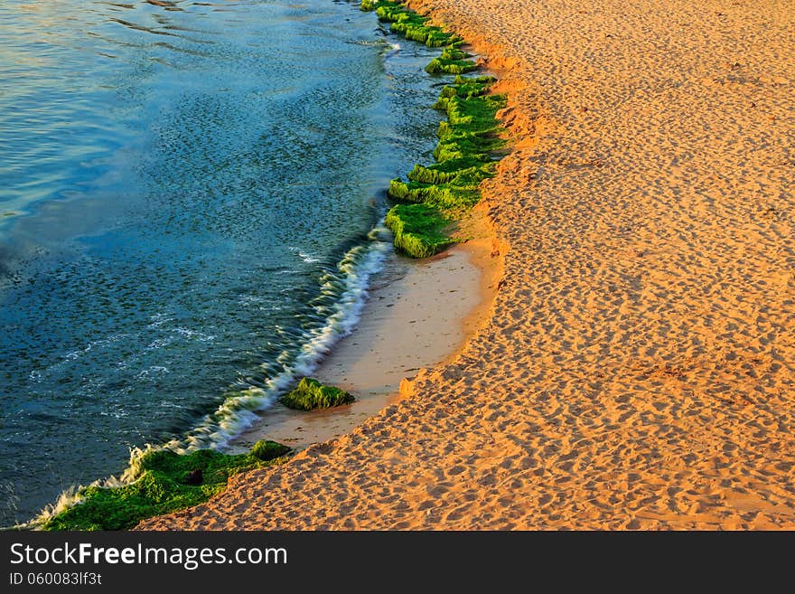 Beach sand  in the morning sun