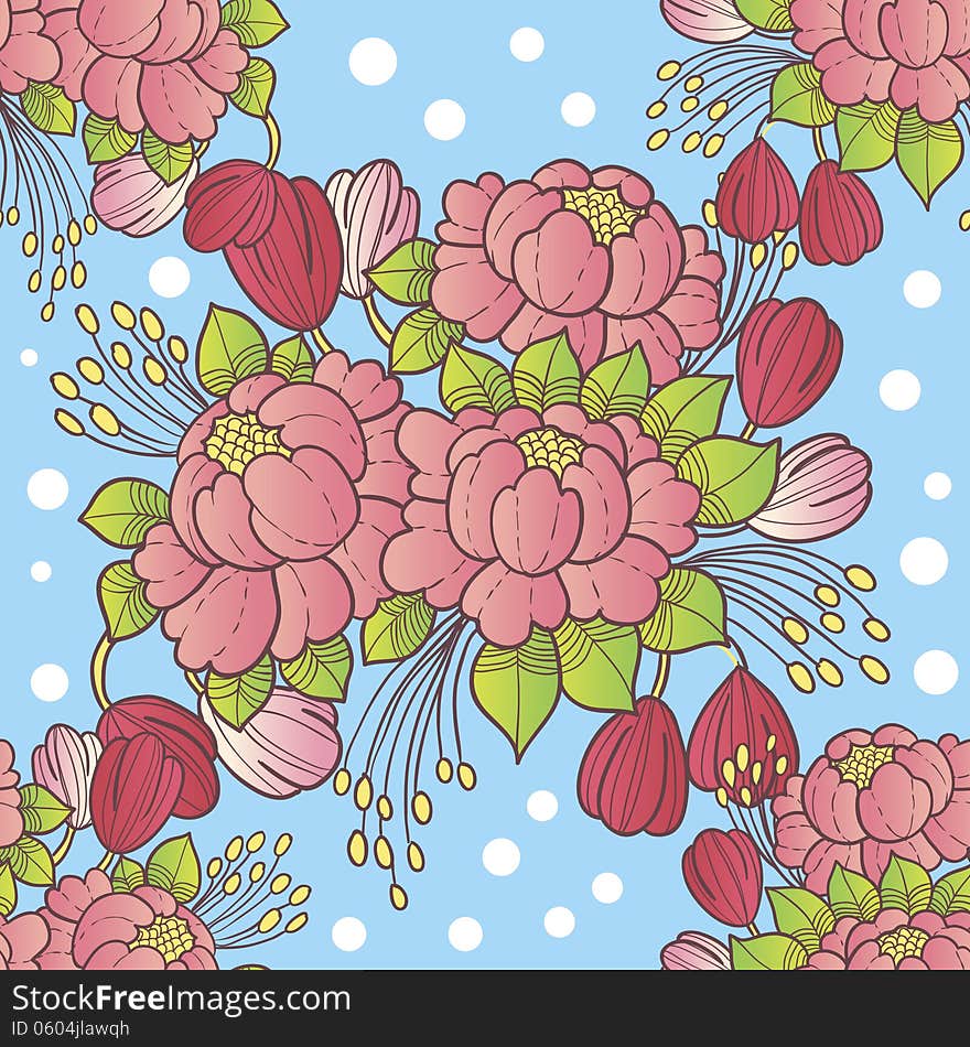 Vector seamless background with flowers. Vector seamless background with flowers