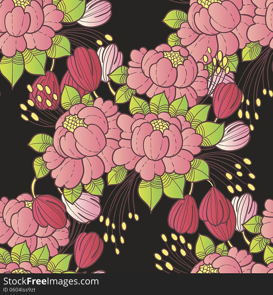 Vector seamless background with flowers. Vector seamless background with flowers