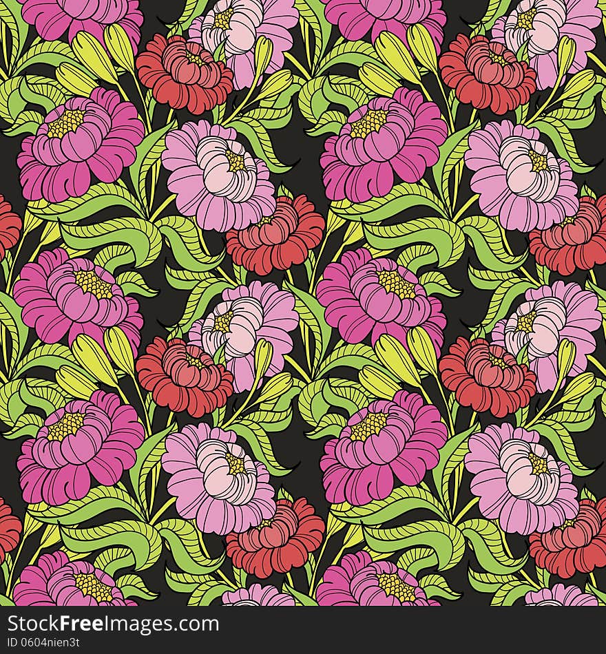 Vector seamless background with flowers. Vector seamless background with flowers