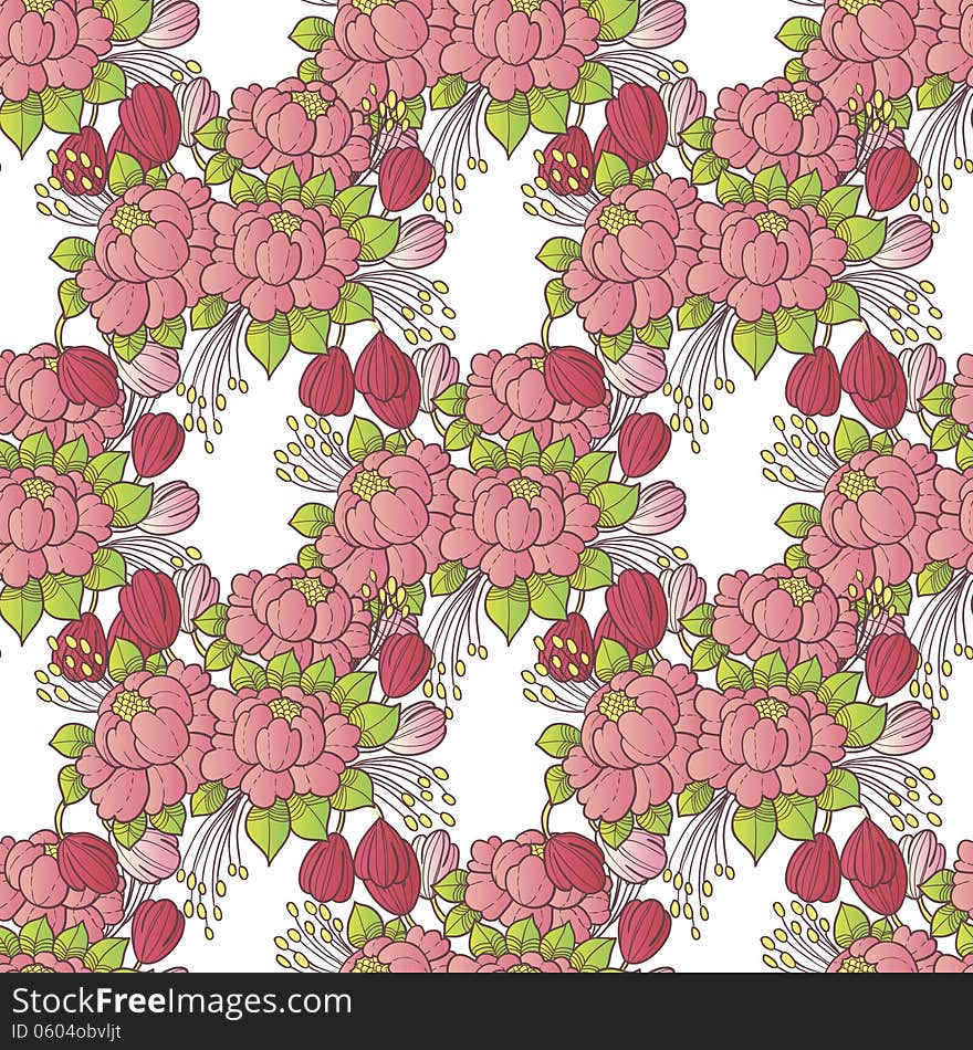 Vector seamless background with flowers. Vector seamless background with flowers