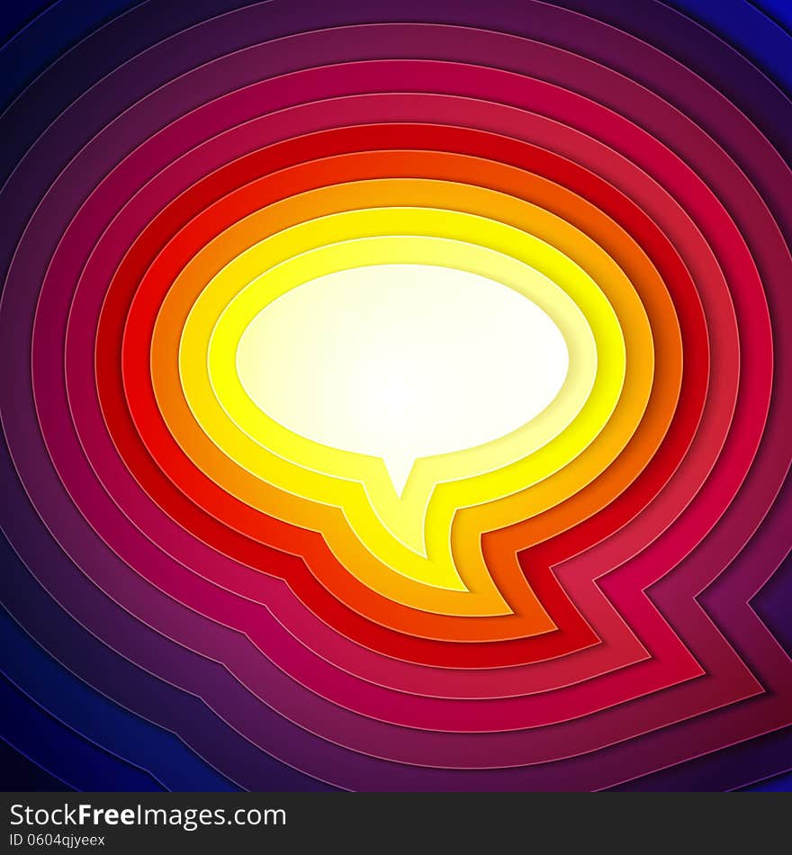 Rainbow paper layers chat bubble symbol. RGB EPS 10 illustration