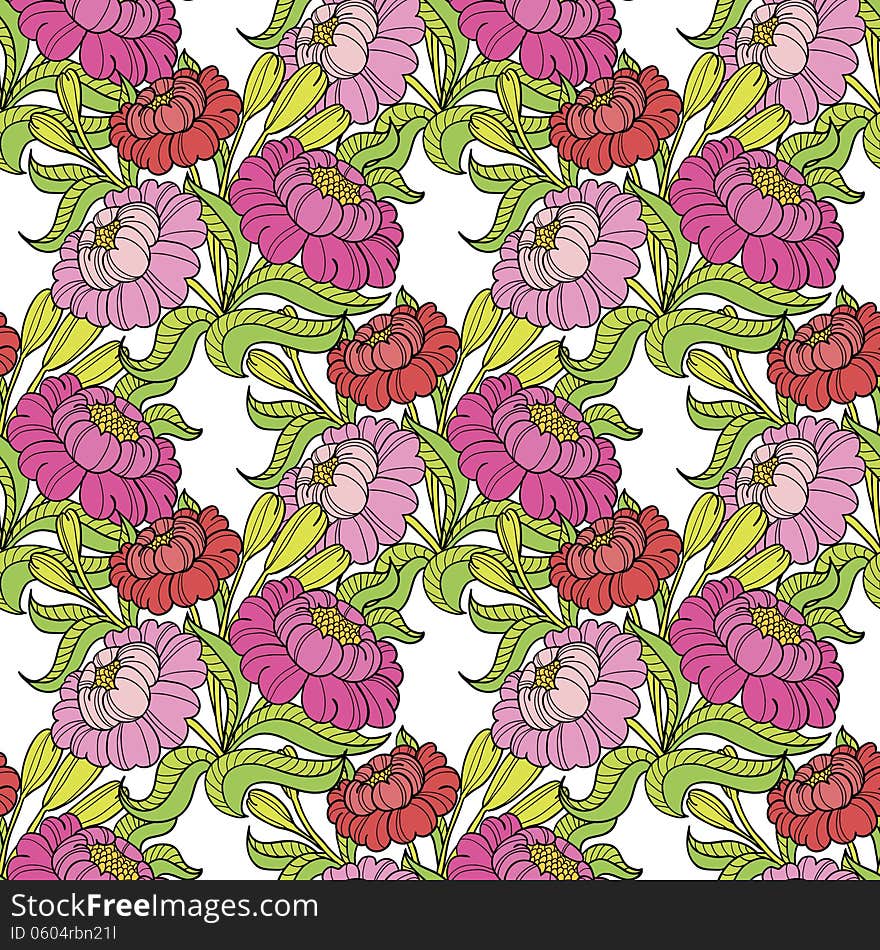 Vector seamless background with flowers. Vector seamless background with flowers