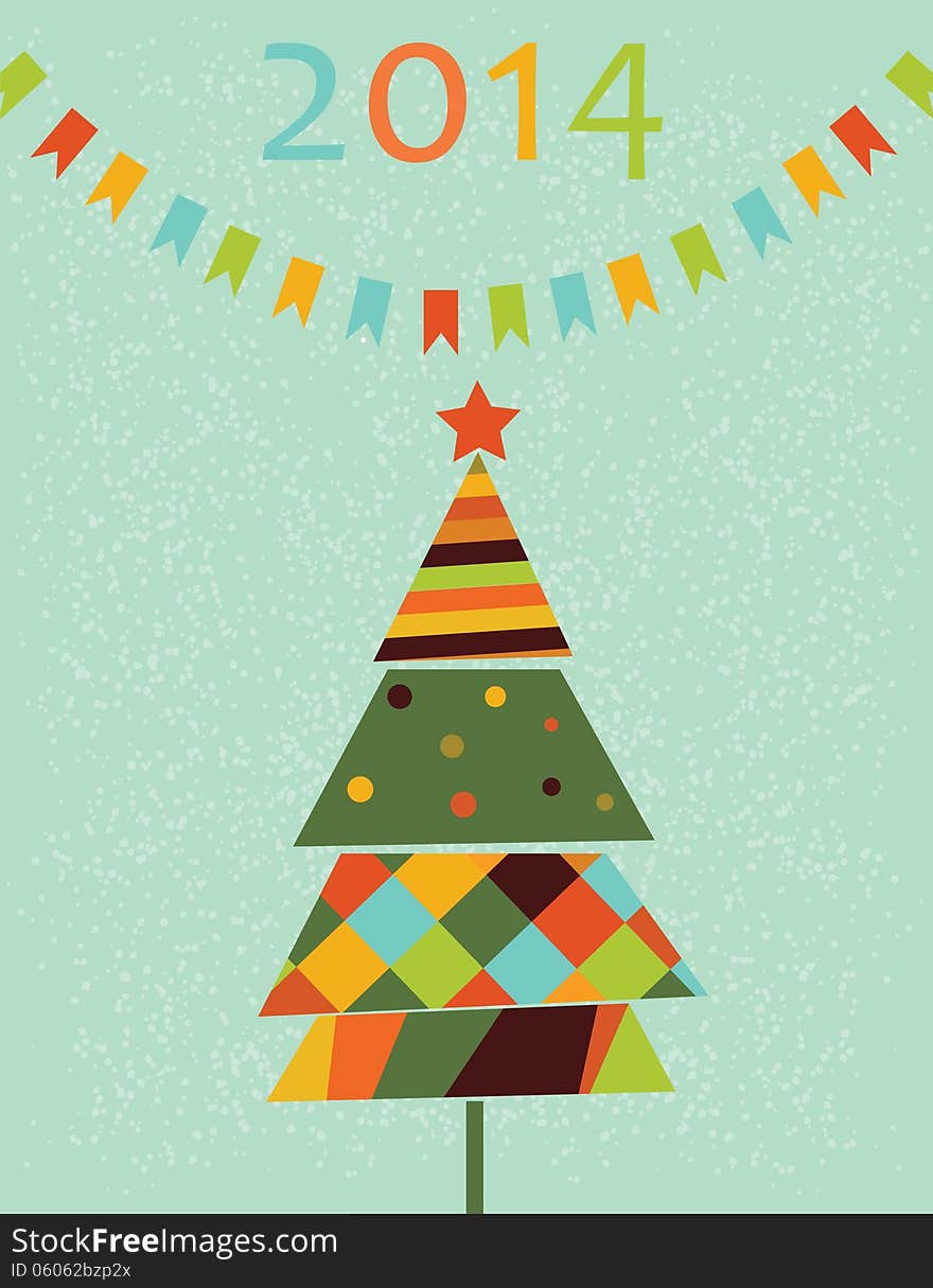 Decoration with stylized fir tree. Vector