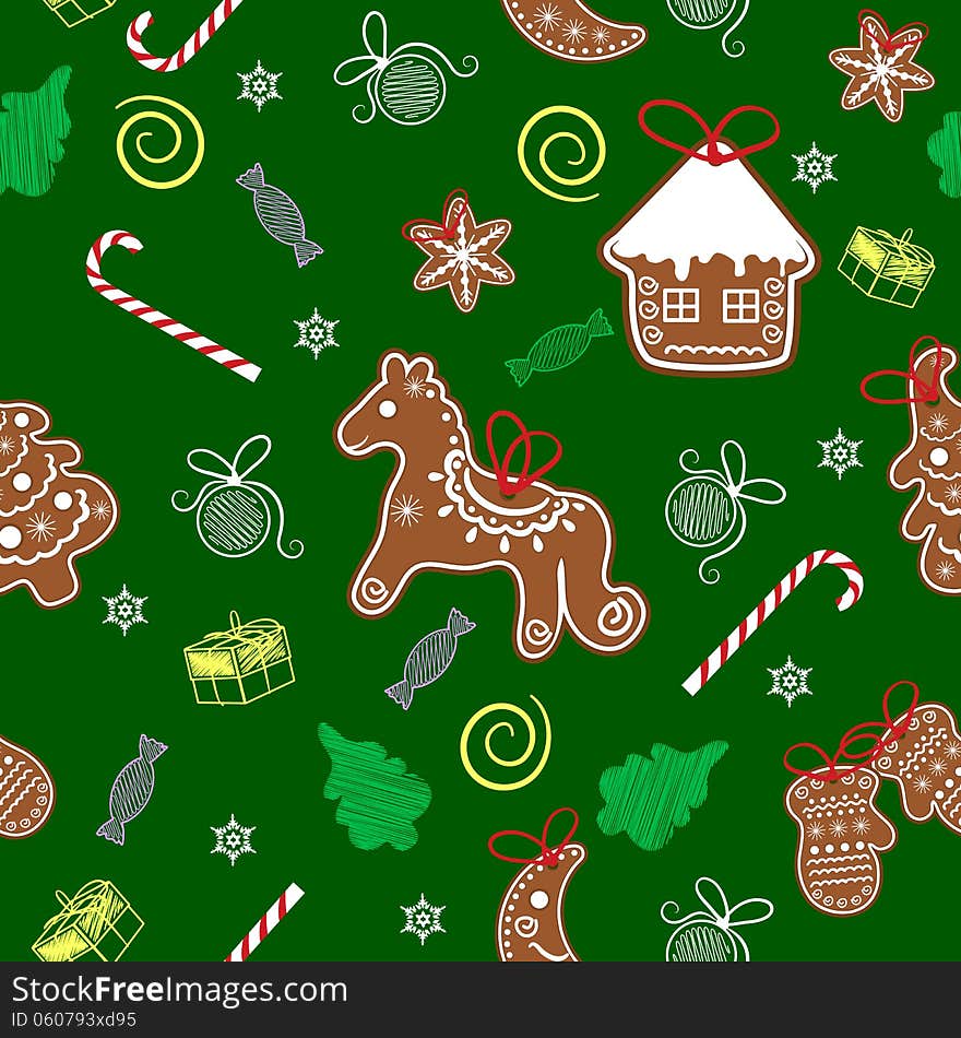 Christmas seamless texture with Christmas gingerbread