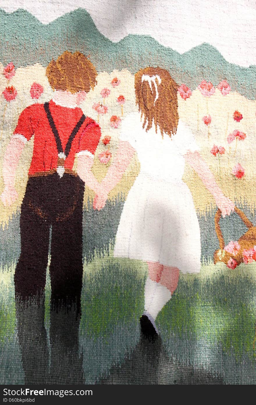 Beautiful carpets showing friendship between a boy and a girl.