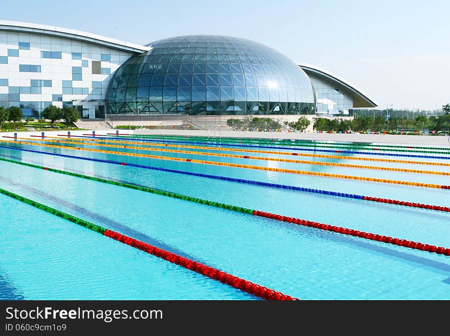 Outdoor competition lap swimming pool. Outdoor competition lap swimming pool