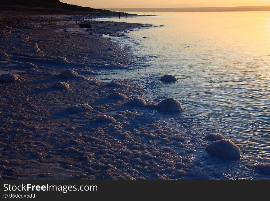 Salt on the coast of the Dead Sea,Jordan. this kind of salt is too salty and can not swallowØŒ It contains many mineral elements