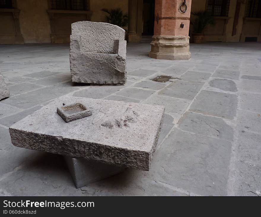 A stone table and a chair from the Etruscan Era