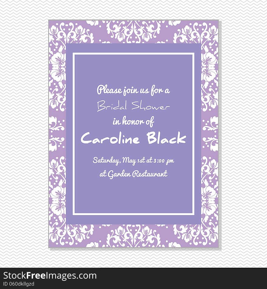 Wedding card or invitation with abstract floral background