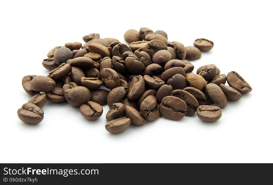 Coffee beans on white background