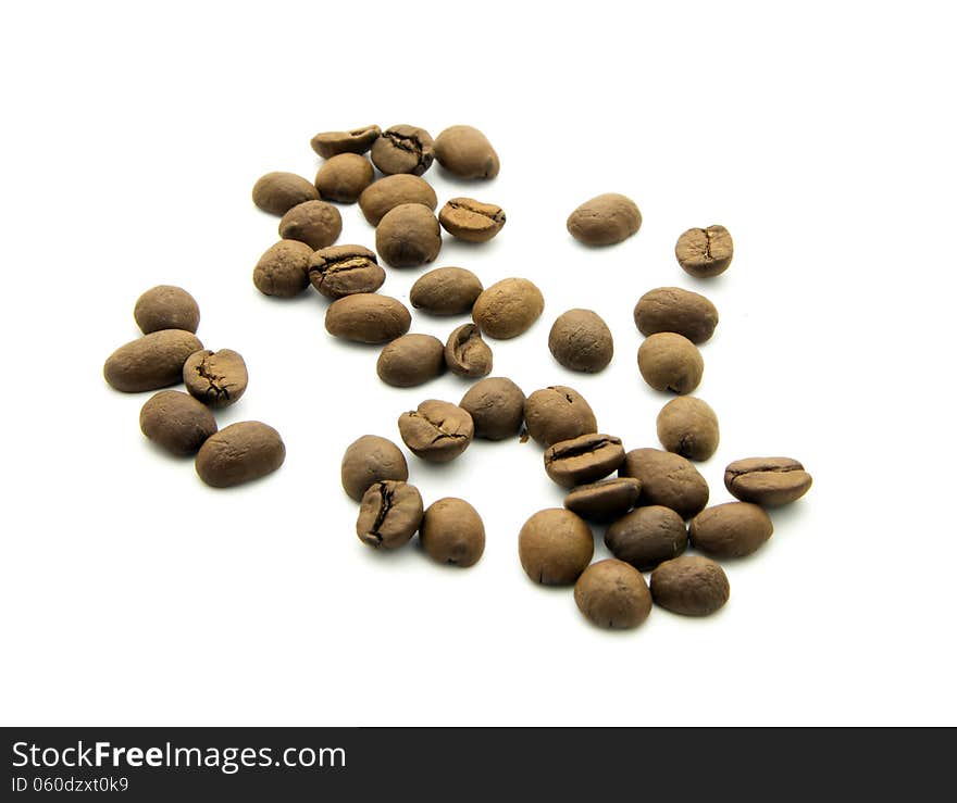 Coffee beans on white background