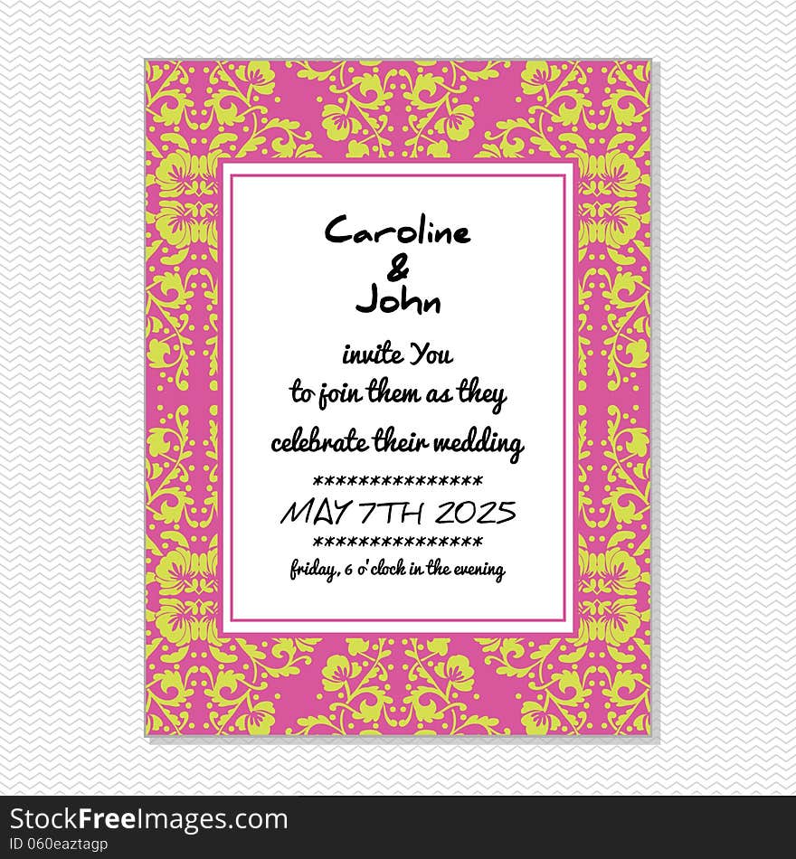 Wedding card or invitation with abstract floral background