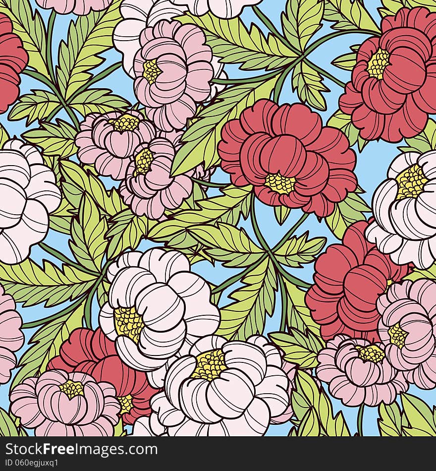 Vector seamless background with flowers. Vector seamless background with flowers