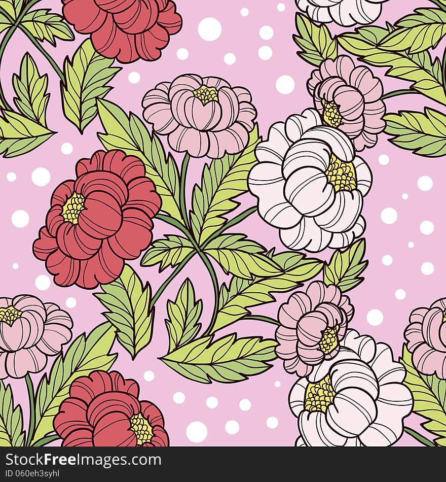 Vector seamless background with flowers. Vector seamless background with flowers