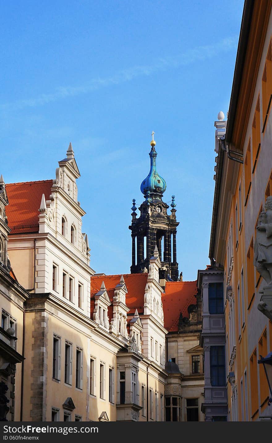 Dresden street tower view, Germany