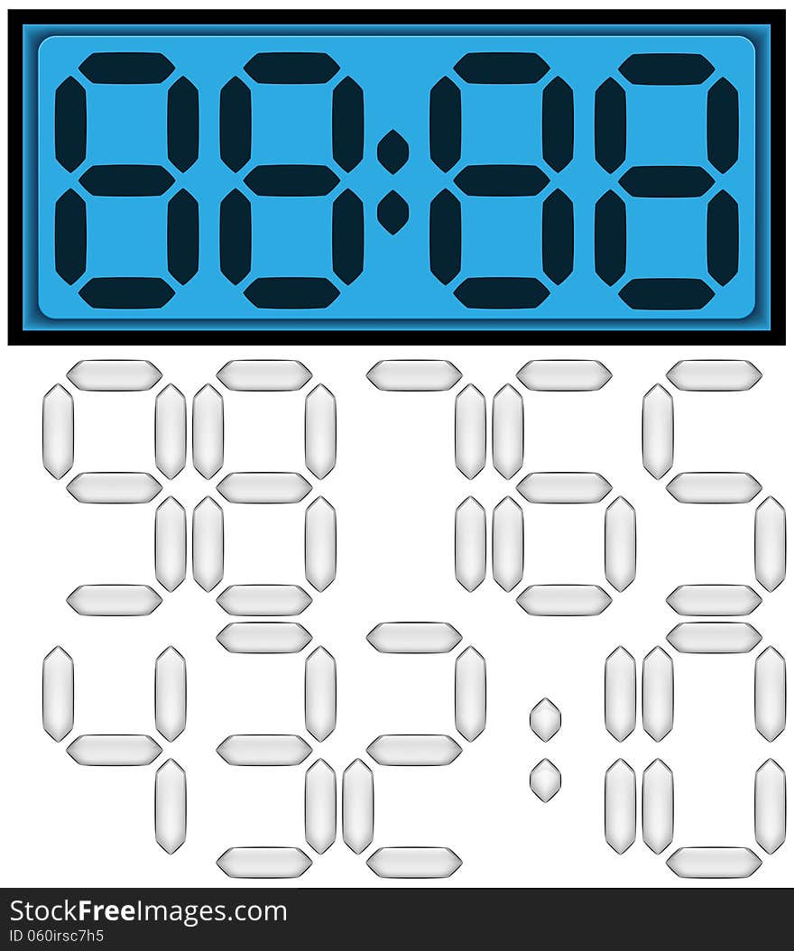 Digital clock vector isolated set eps10