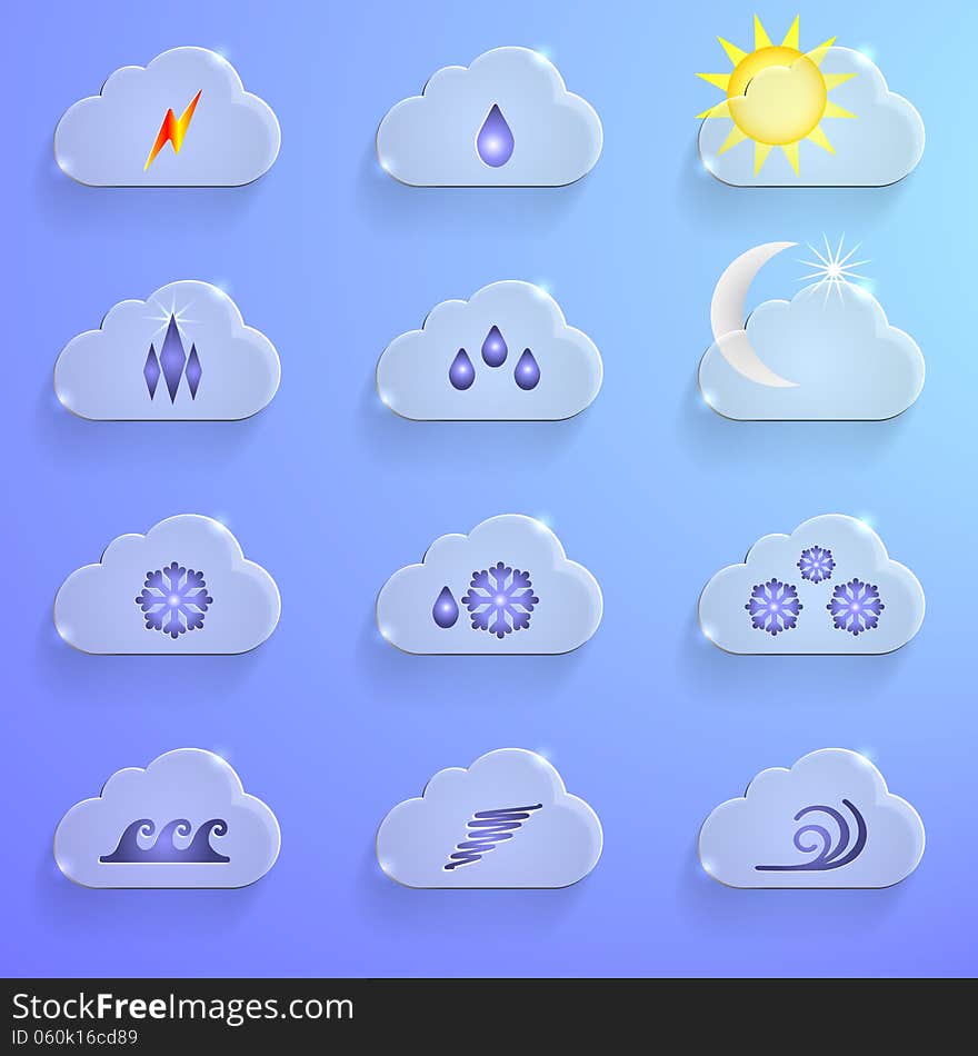 Blue Clouds with Weather Signs Infographics