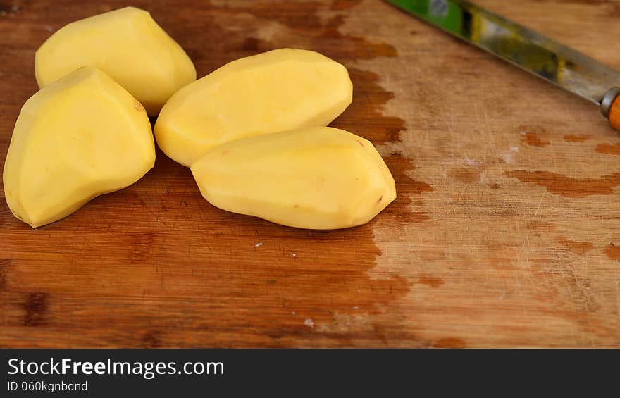 Potatoes on the cutting board