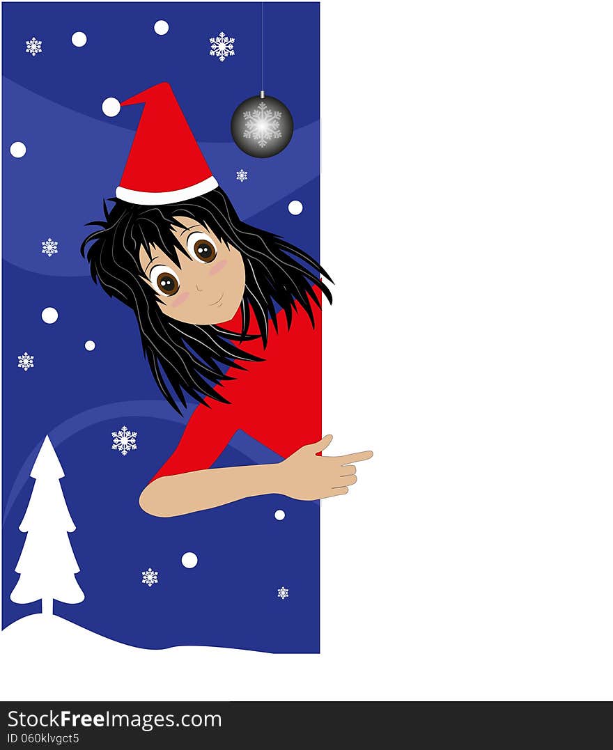 Christmas card with girl style manga. Christmas card with girl style manga