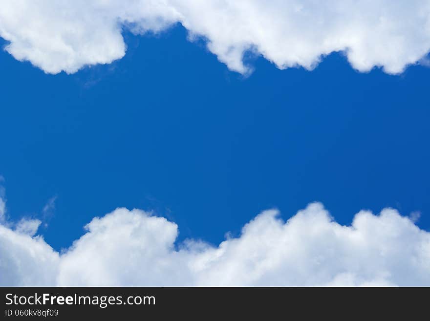 White clouds in blue sky, for nature frames and backgrounds. White clouds in blue sky, for nature frames and backgrounds