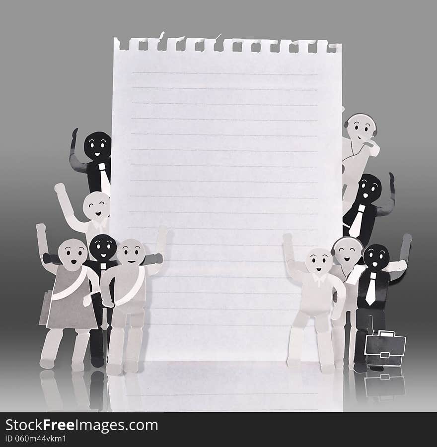 Smiling human for symbol of social network with blank paper