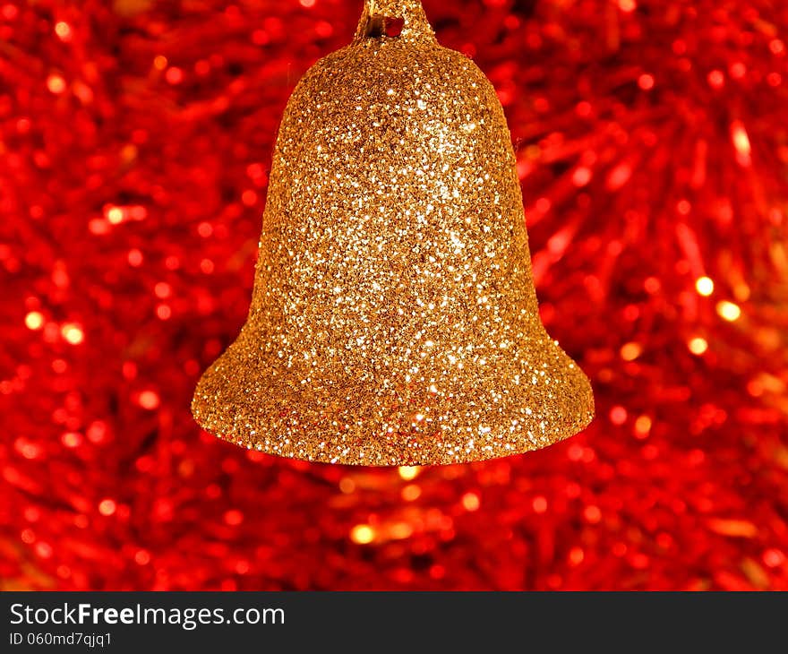 New Year, Christmas, a bell on a red background