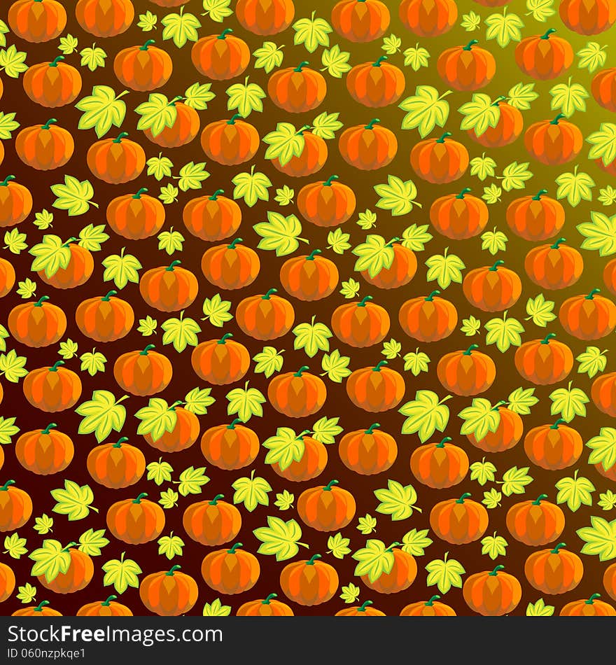 Pumpkins and Leaves Vector Background Pattern. Pumpkins and Leaves Vector Background Pattern