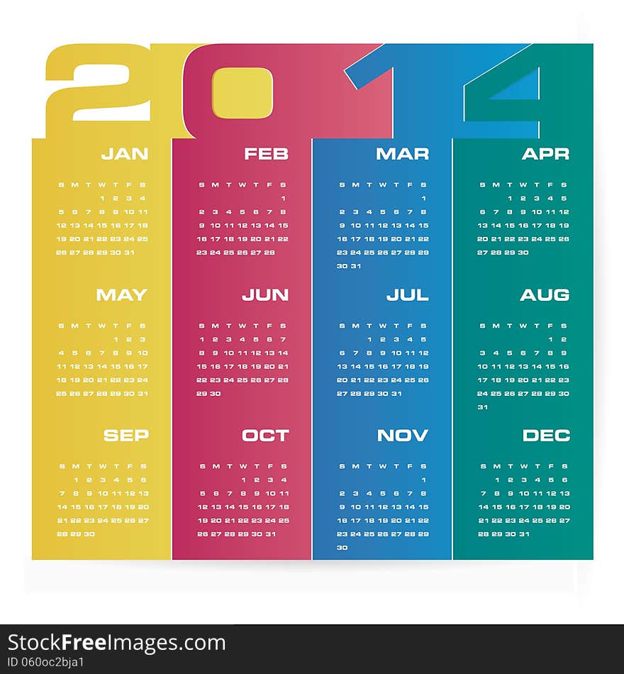 Simple calendar 2014 for your design