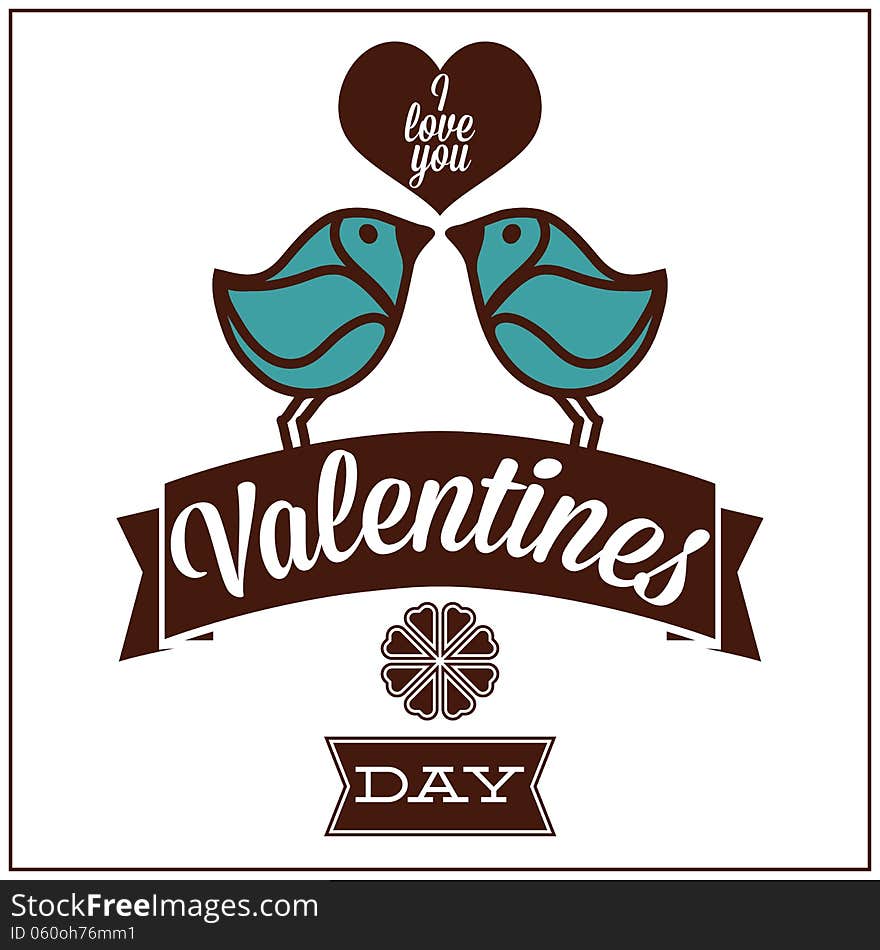 Greeting card for Valentines Day, with funny birds