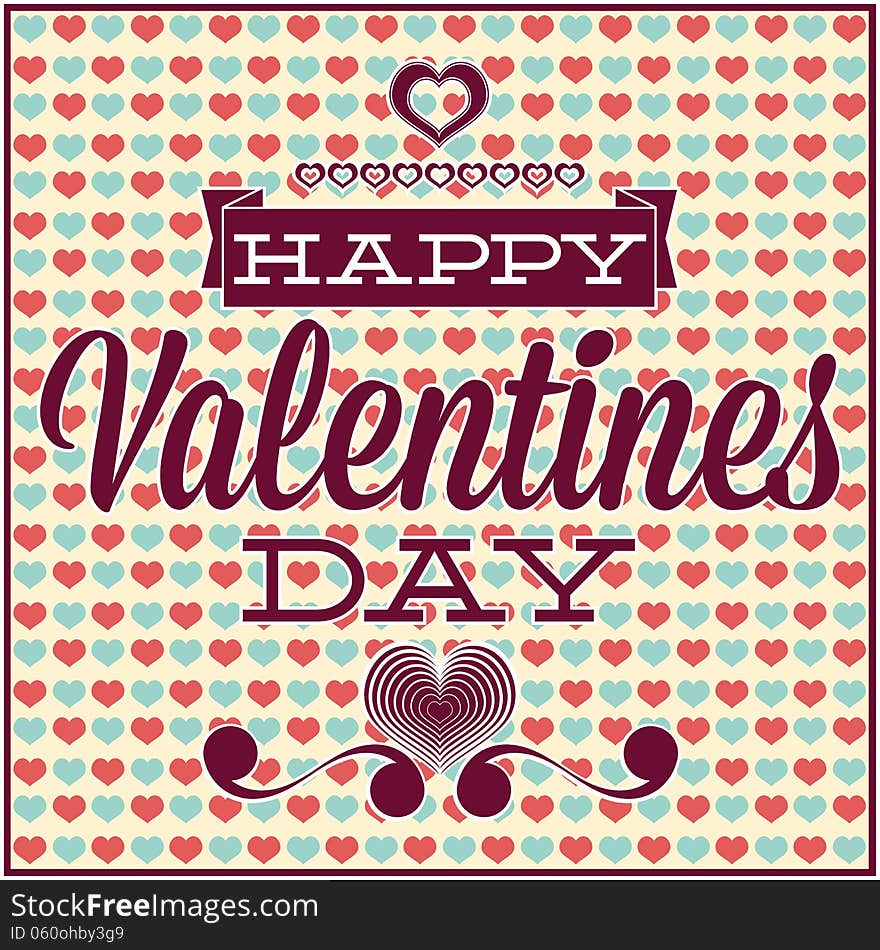 Greeting Card For Valentines Day. Seamless Pattern