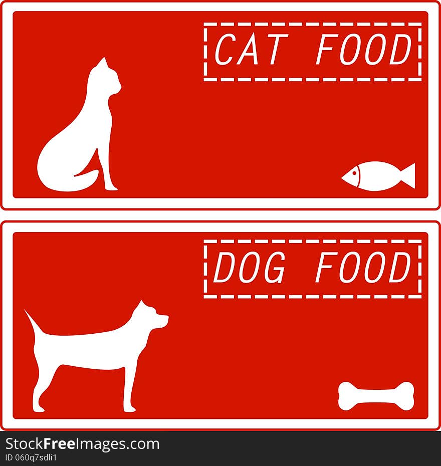 Set red background for pet food symbol. Set red background for pet food symbol