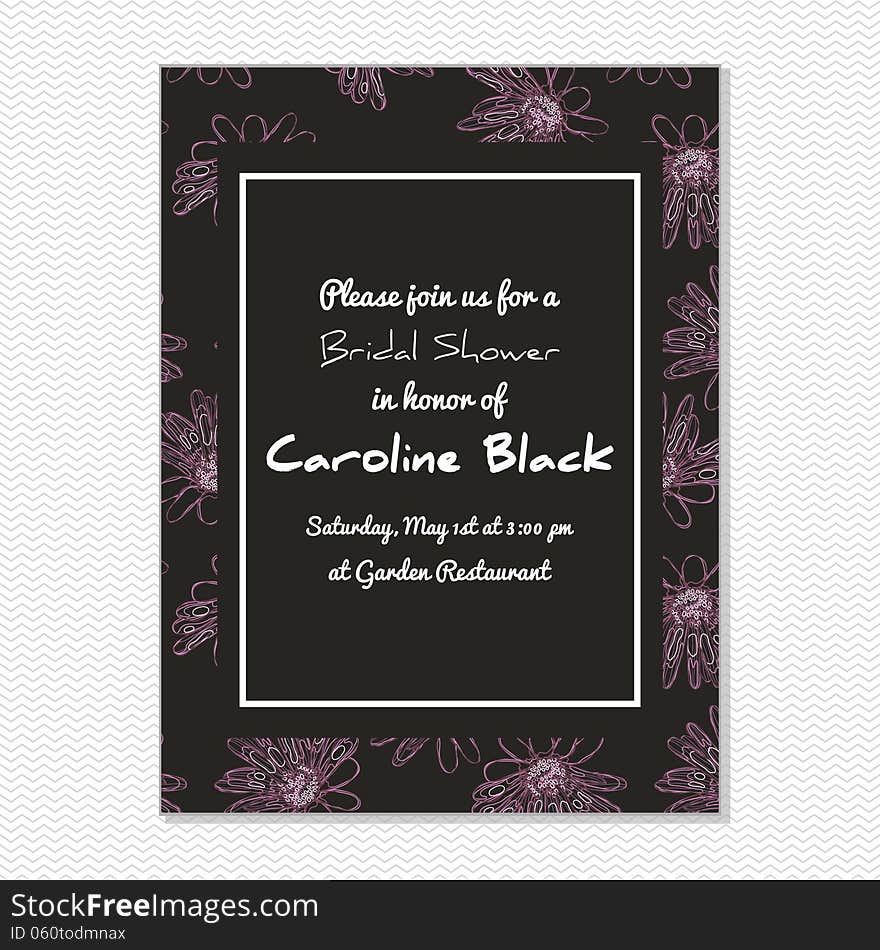 Wedding card or invitation with abstract floral background