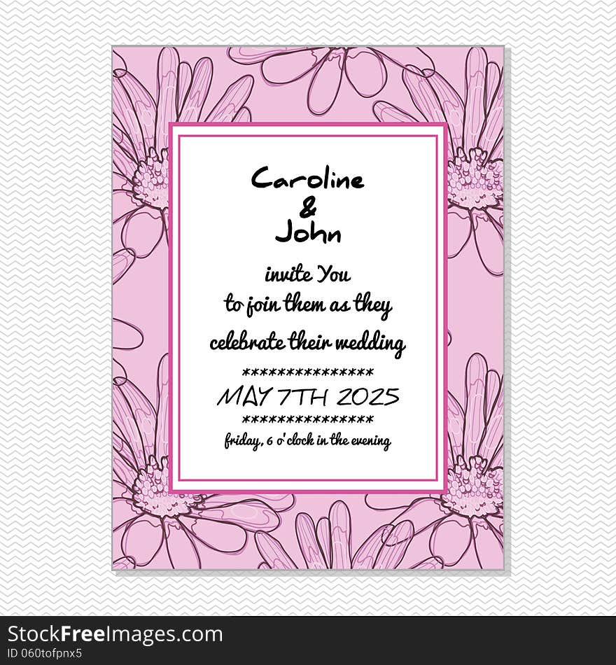 Wedding card or invitation with abstract floral background