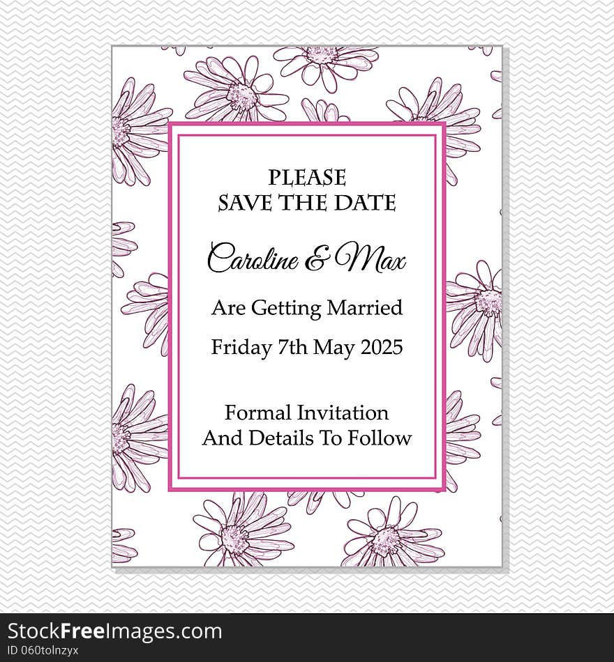 Wedding card or invitation with abstract floral background