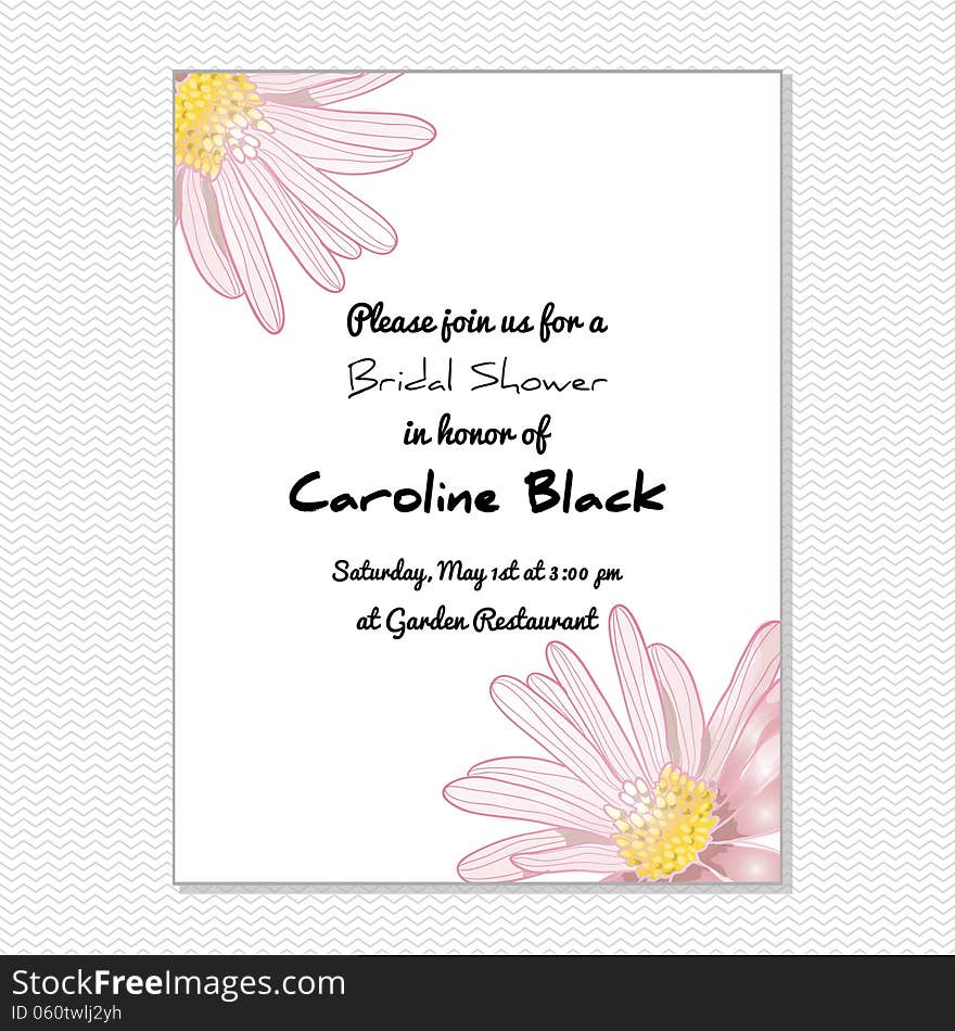 Wedding card or invitation with abstract floral background