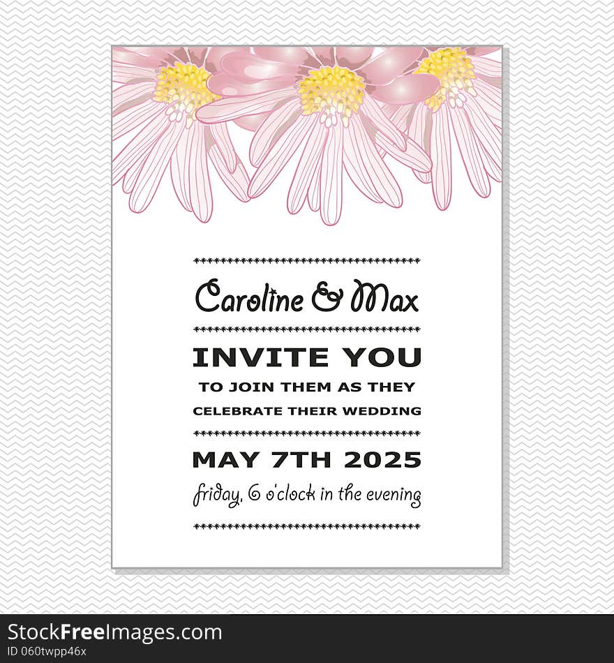 Wedding card or invitation with abstract floral background